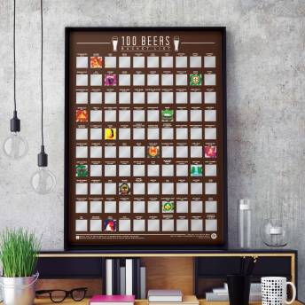 100 Beers Bucket List Scratch Poster - 51 Awesome Gifts for the Man Who Has Everything