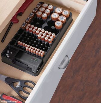 Battery Storage Organizer with Tester - 29 Best Gifts for Craftsmen and Do-It-Yourselfer