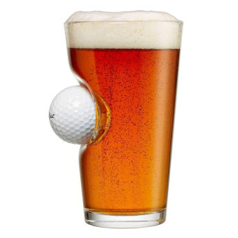 BenShot Pint Glass with Real Golf Ball - 20 Great Golf Gifts for Avid Golfers and Golf Buddies