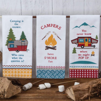 Camping Life Kitchen Tea Towels Set of 3 - 39 Best Gifts for Campers, Hikers and Nature Lovers