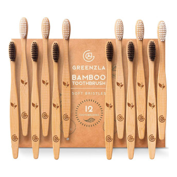 EcoFriendly Bamboo Toothbrush Set 12 Pack - 