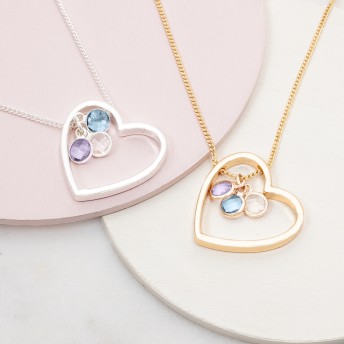 Family Birthstone Heart Personalized Necklace - 
