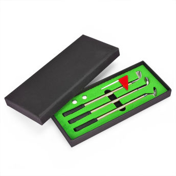 Mini Desktop Golf Ball Pen Gift Set with Putting Green - 