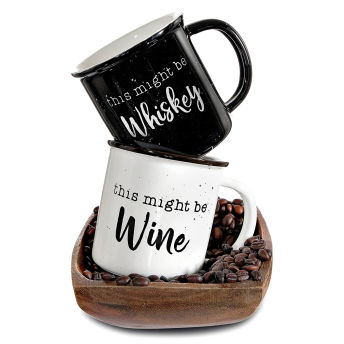 Coffee Mug Set for Wine and Whiskey Loving Couples - 