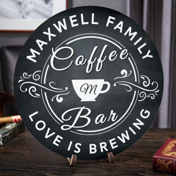 Personalized Coffee Bar Sign Love is Brewing - 