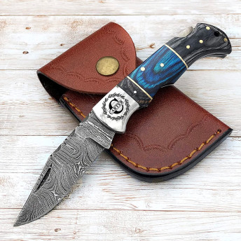 Custom Engraved Damascus Steel Pocket Folding Knife - 39 Best Gifts for Campers, Hikers and Nature Lovers