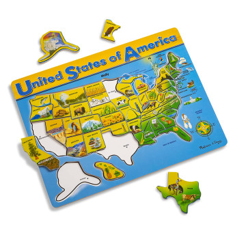 Melissa Doug USA Map Wooden Puzzle 45 pcs - 25 Best Toys & Gifts for 6-Year-Old Boys