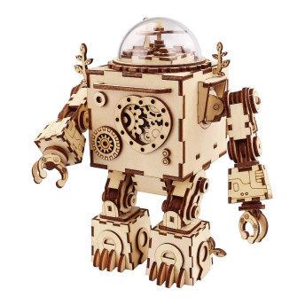 Wooden 3D Robot Puzzle with Working Music Box - 