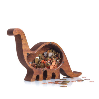 Wooden Dinosaur Piggy Bank - 