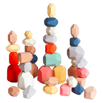 Wooden Balancing Rocks with Different Sizes Colors and  - 