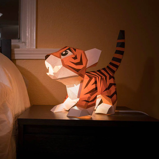 Baby Tiger 3D Paper Model with Optional Lamp Accessory