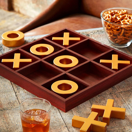 Premium Solid Wood Tic-Tac-Toe Board Game